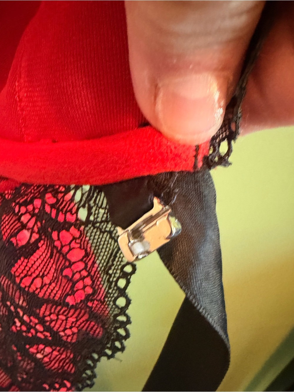 La SENZA Red and Black Lace Babydoll Chemise with Ribbon M - Picture 10 of 16